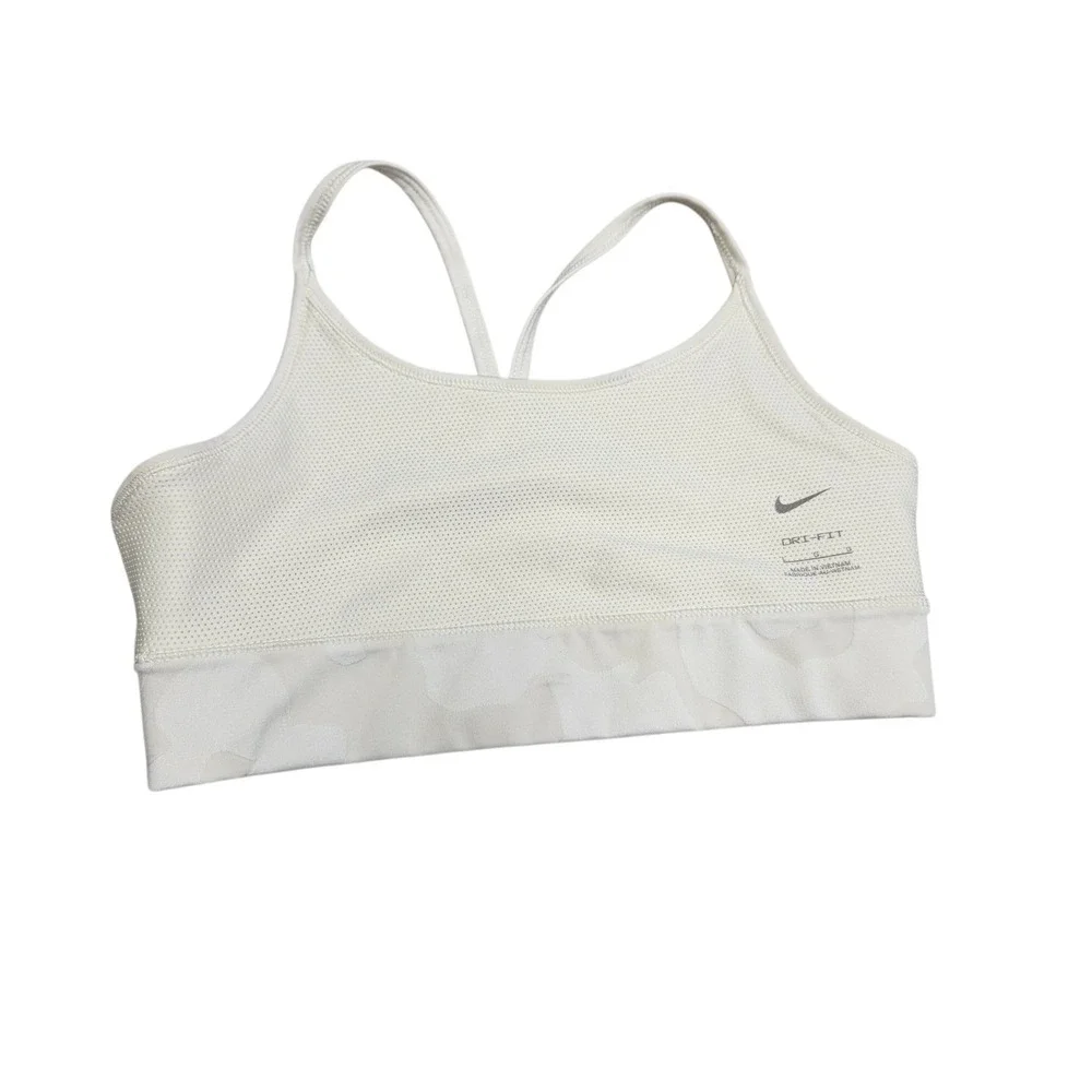 Nike Sports Bra Kids Large White Camo Dri-FIT Mesh Lined Athletic Activewear‎